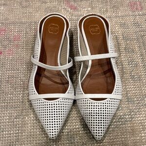 Malone Souliers White Perforated Flats
